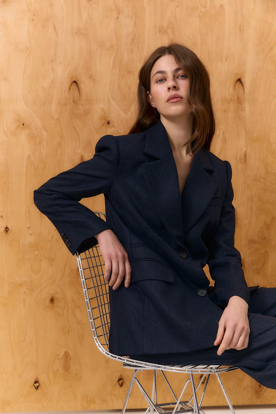 Stripe suit in Wool and Cashmere