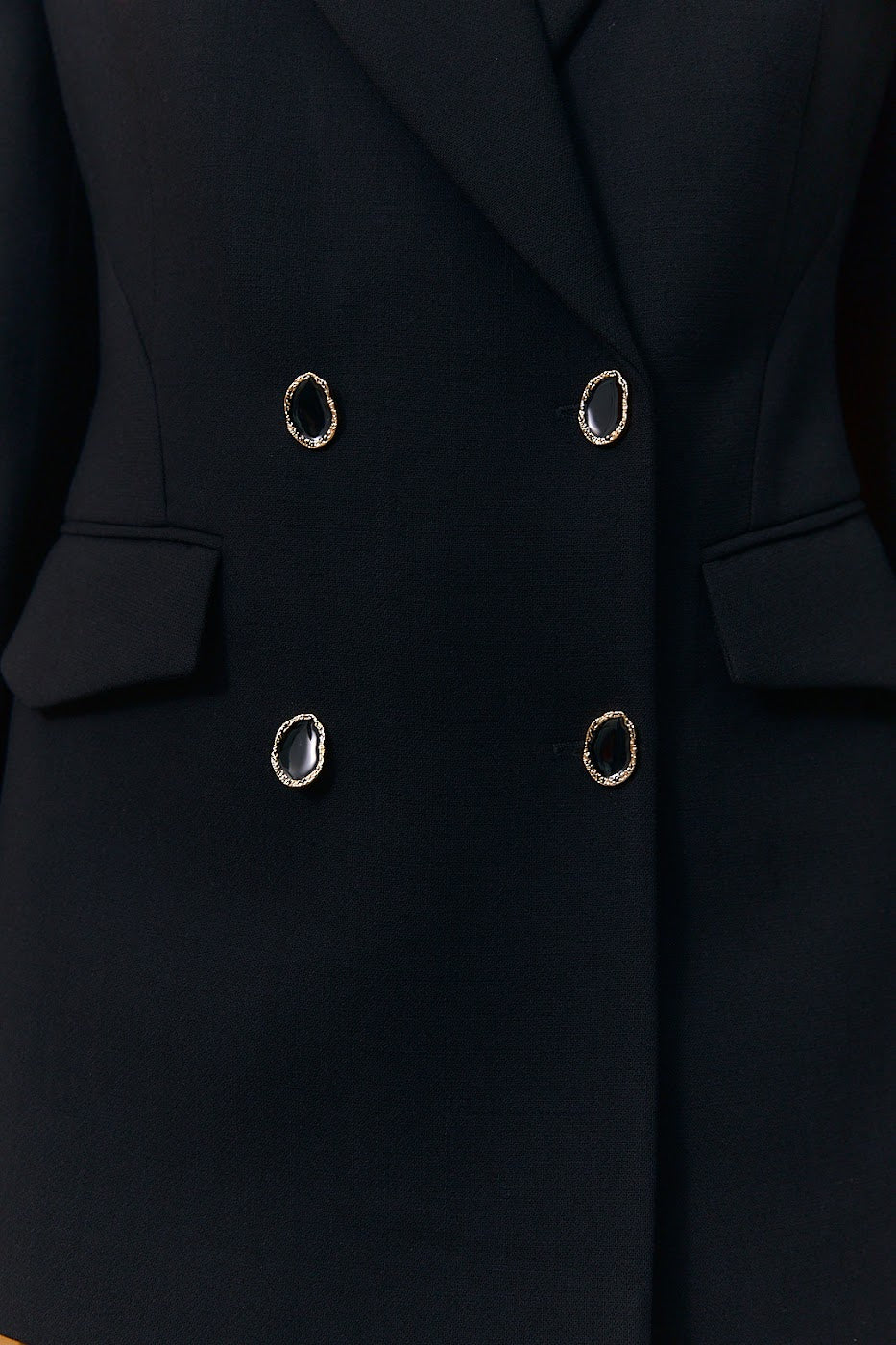 Tailored Double-Breasted Jacket with Decorative Buttons