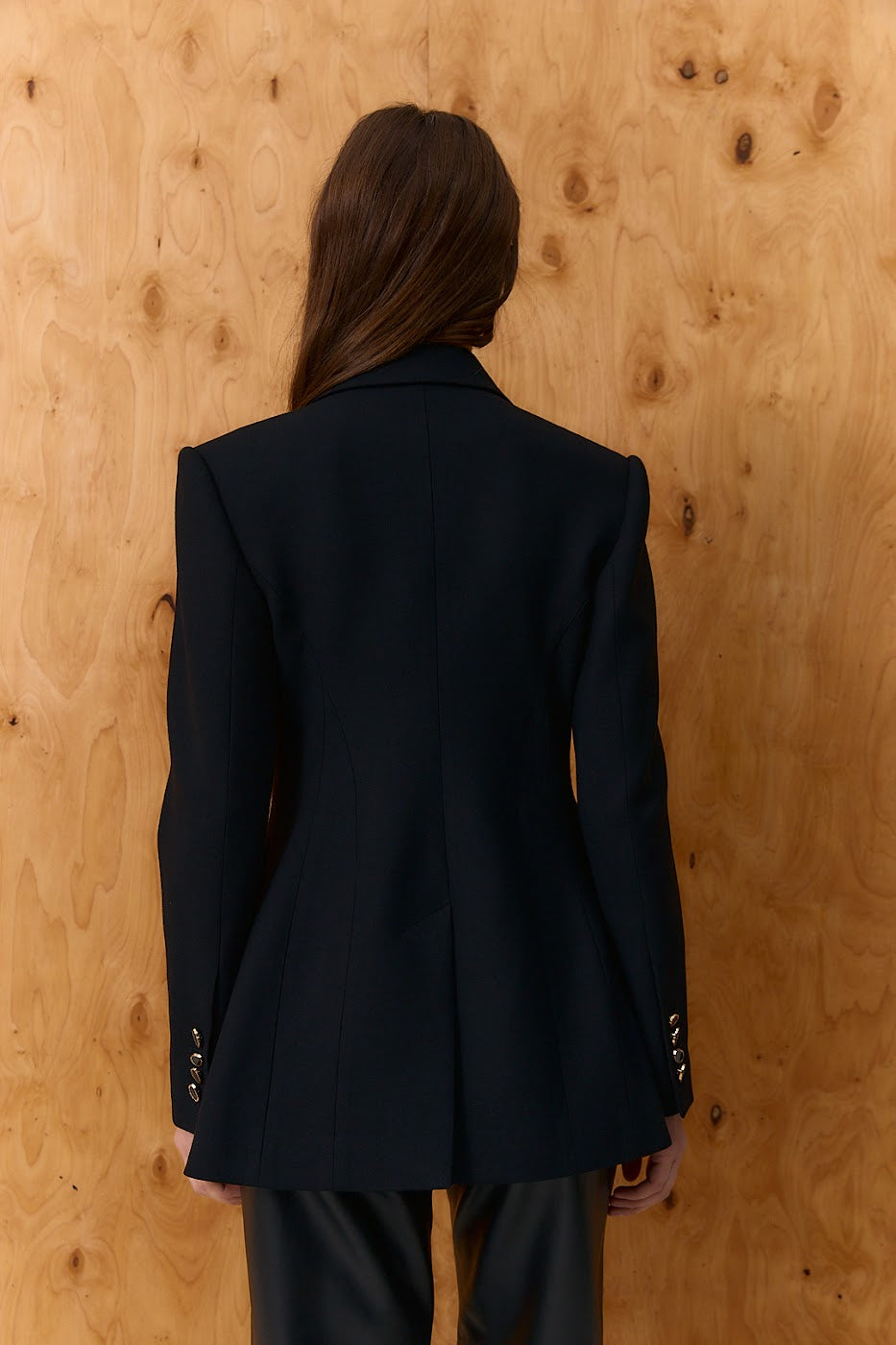 Tailored Double-Breasted Jacket with Decorative Buttons
