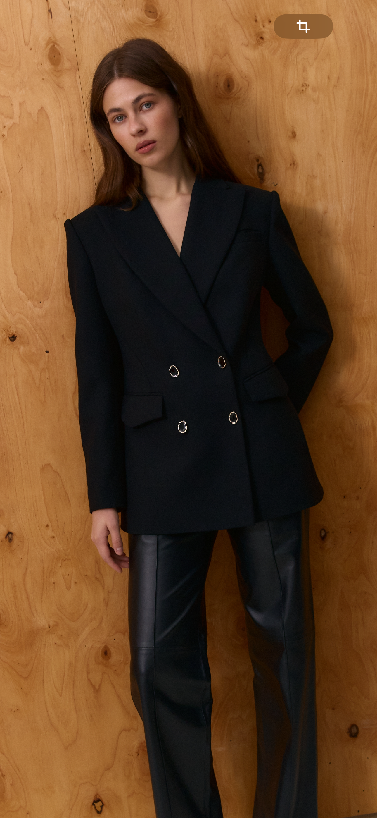 Tailored Double-Breasted Jacket with Decorative Buttons