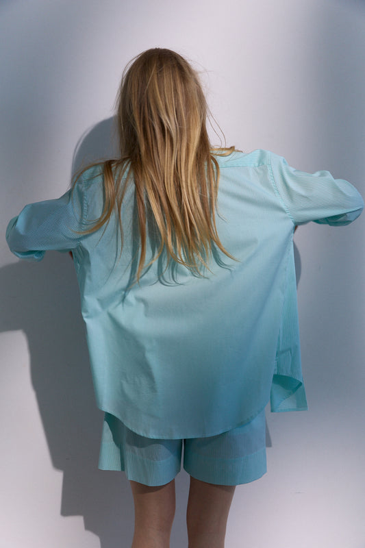 A relaxed mint stripe co-ord