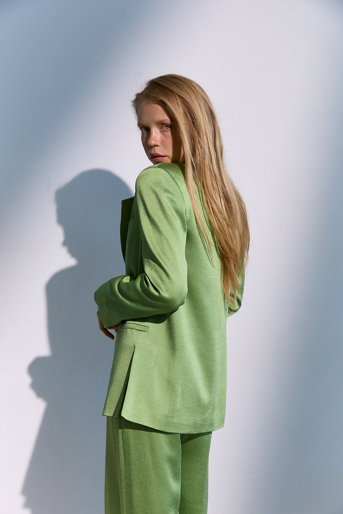 Pistachio Green Suit in Viscose